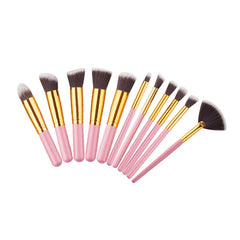 10 Pcs Silver/Golden Makeup Brushes