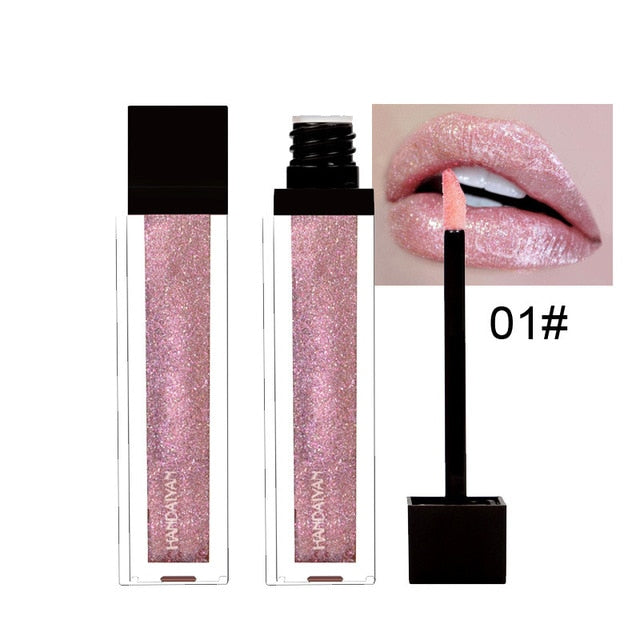 Gold Glitter Lips Makeup Lip Gloss