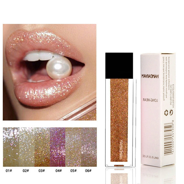 Gold Glitter Lips Makeup Lip Gloss