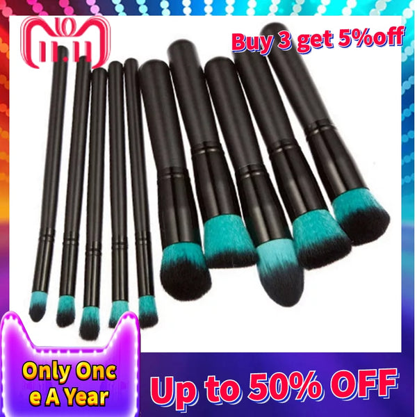 10pcs Rainbow Makeup Brushes Set